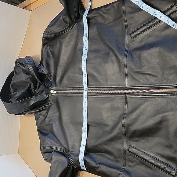 Public School New York Size M Leather Hooded Zip Front Jacket, NWOT - Picture 9 of 12